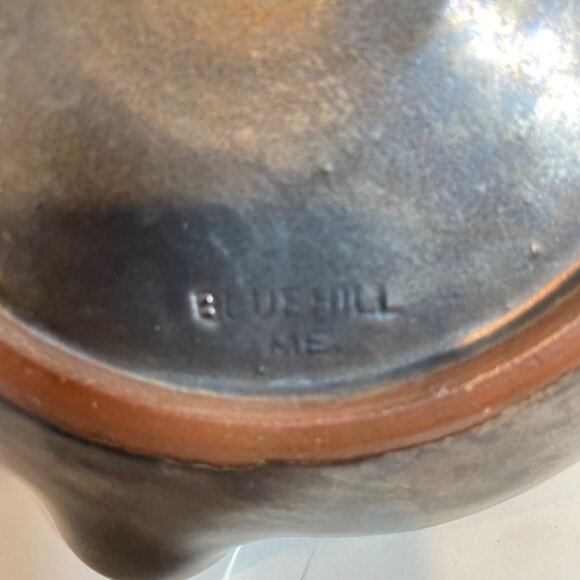 Handcrafted 2 piece Blue & Green Ceramic Dishes one with Fused Glass Center - Picture 6 of 9